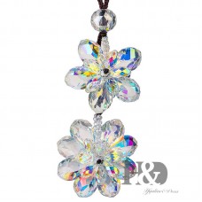 Hanging Coloful Double Flower Crystal Car Pendant Interior Suncatcher Lady Gifts   372129025142